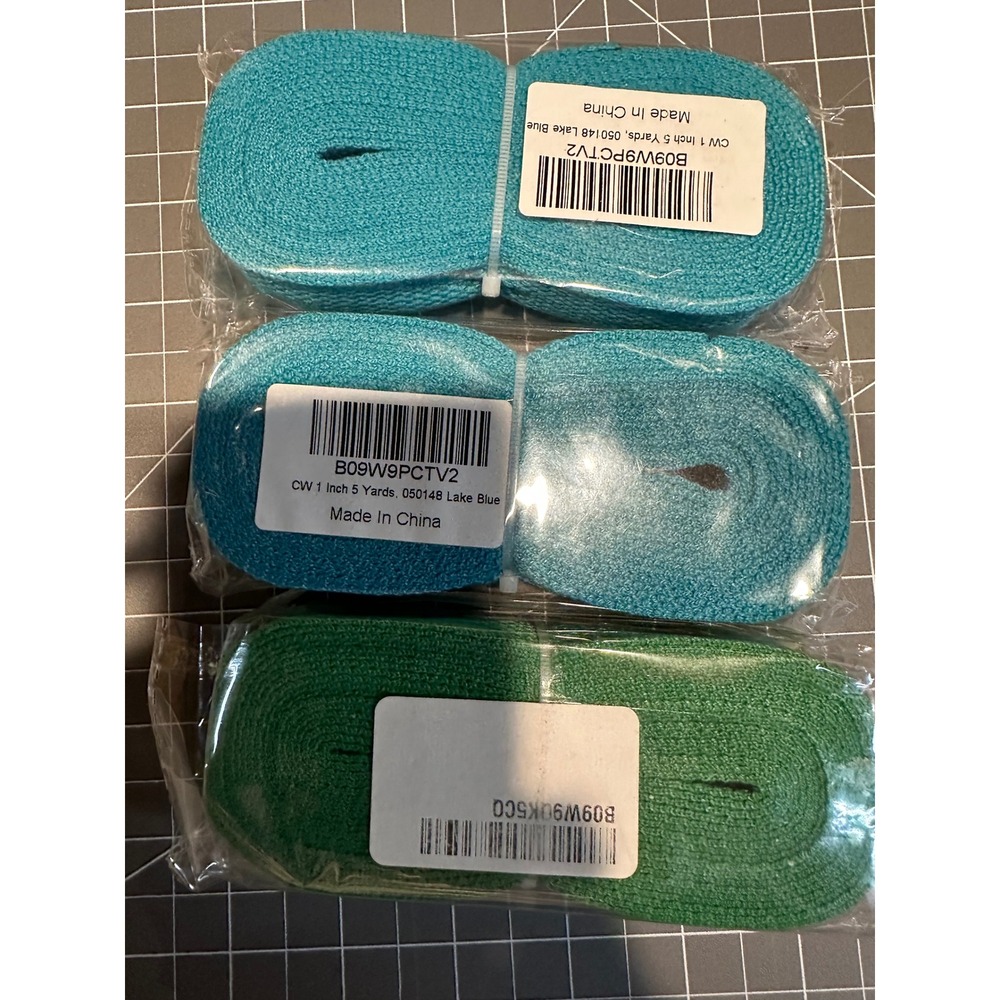 Lot of 3 Cotton Webbing 1 Inch 5 Yards Each Lake Blue Green Strapping B09W9PCTV2
